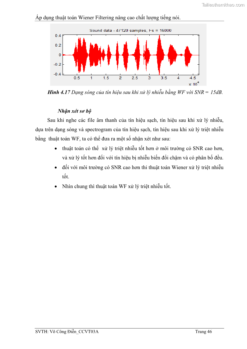 Đồ án tốt nghiệp Áp dụng thuật toán Wiener Filtering nâng cao chất lượng tiếng nói - 5 Trang 55