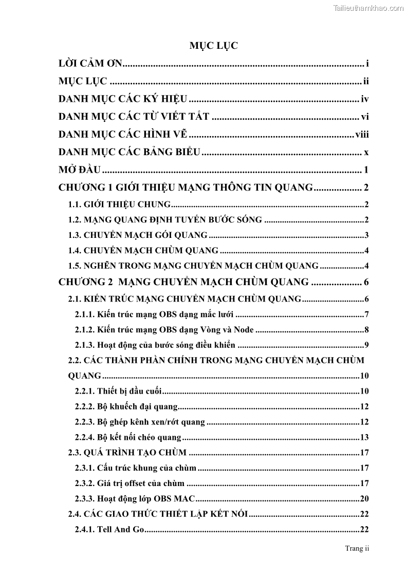 Đồ án tốt nghiệp Giải pháp điều khiển nghẽn trong mạng OBS bằng phương pháp làm lệch hướng đi - 1 Trang 2