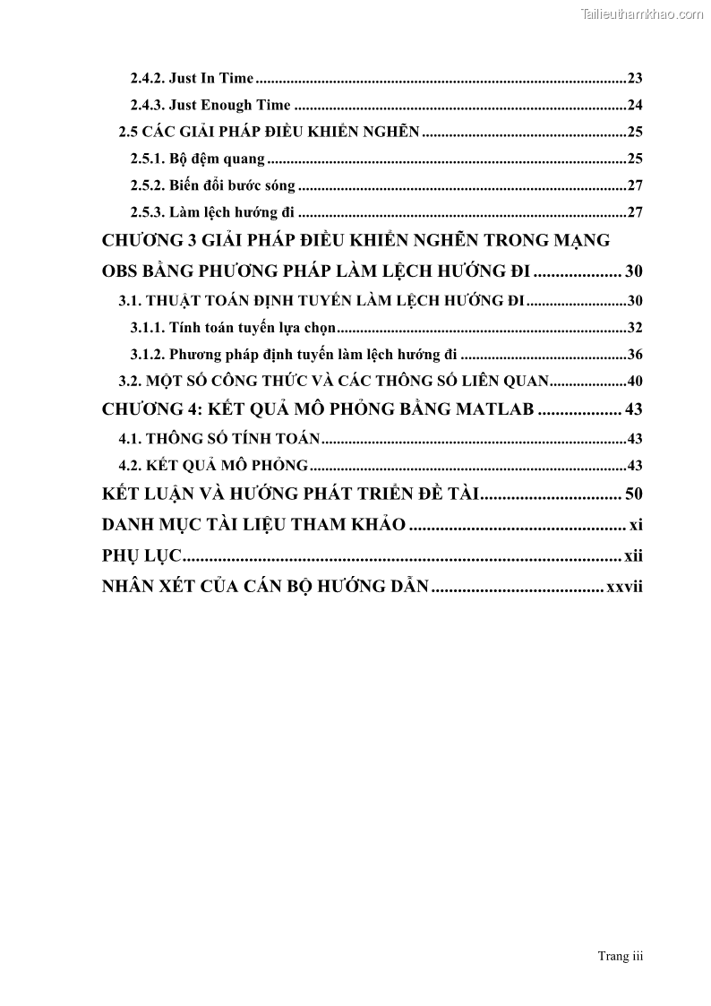 Đồ án tốt nghiệp Giải pháp điều khiển nghẽn trong mạng OBS bằng phương pháp làm lệch hướng đi - 1 Trang 3