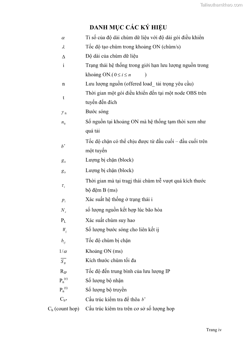 Đồ án tốt nghiệp Giải pháp điều khiển nghẽn trong mạng OBS bằng phương pháp làm lệch hướng đi - 1 Trang 4