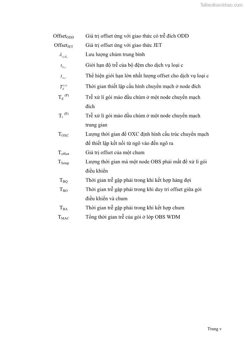 Đồ án tốt nghiệp Giải pháp điều khiển nghẽn trong mạng OBS bằng phương pháp làm lệch hướng đi - 1 Trang 5