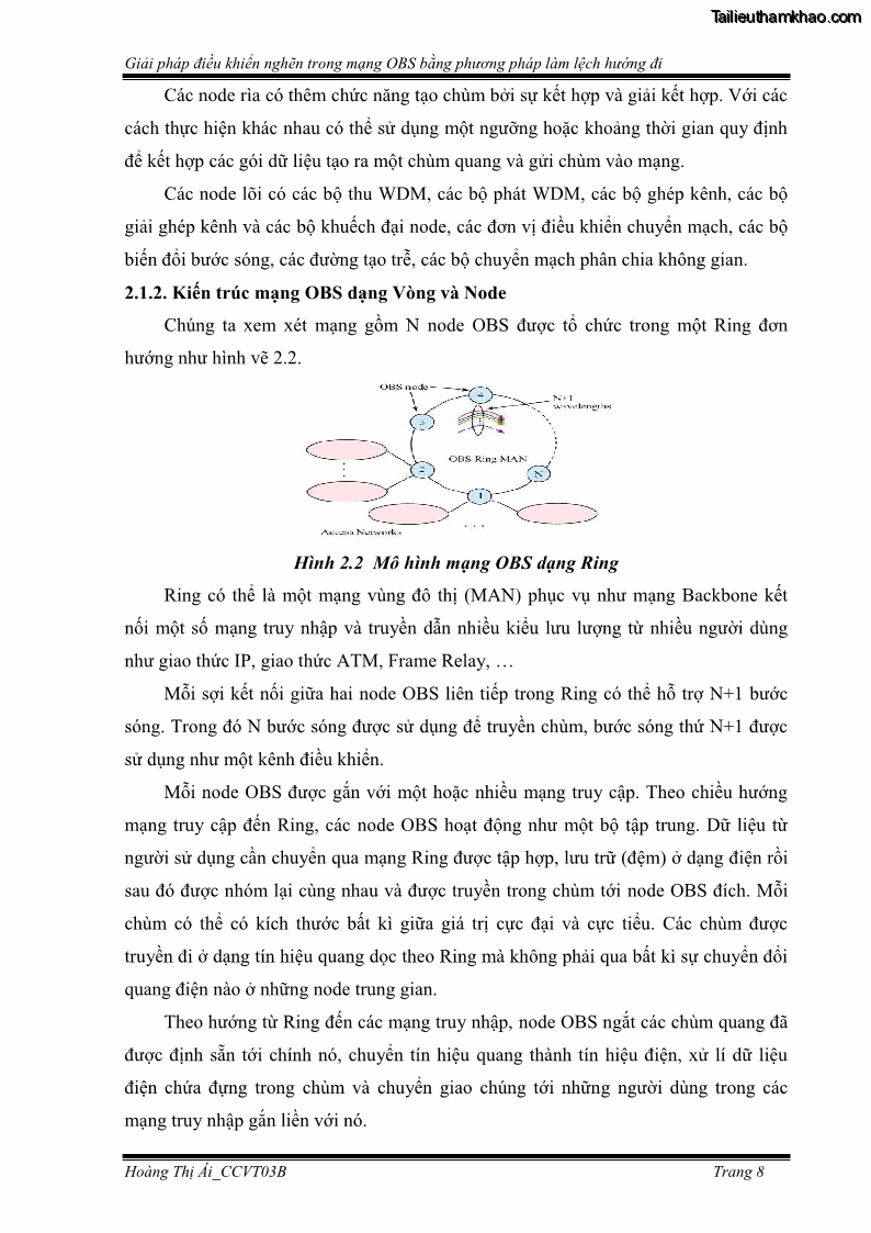 Đồ án tốt nghiệp Giải pháp điều khiển nghẽn trong mạng OBS bằng phương pháp làm lệch hướng đi - 2 Trang 18