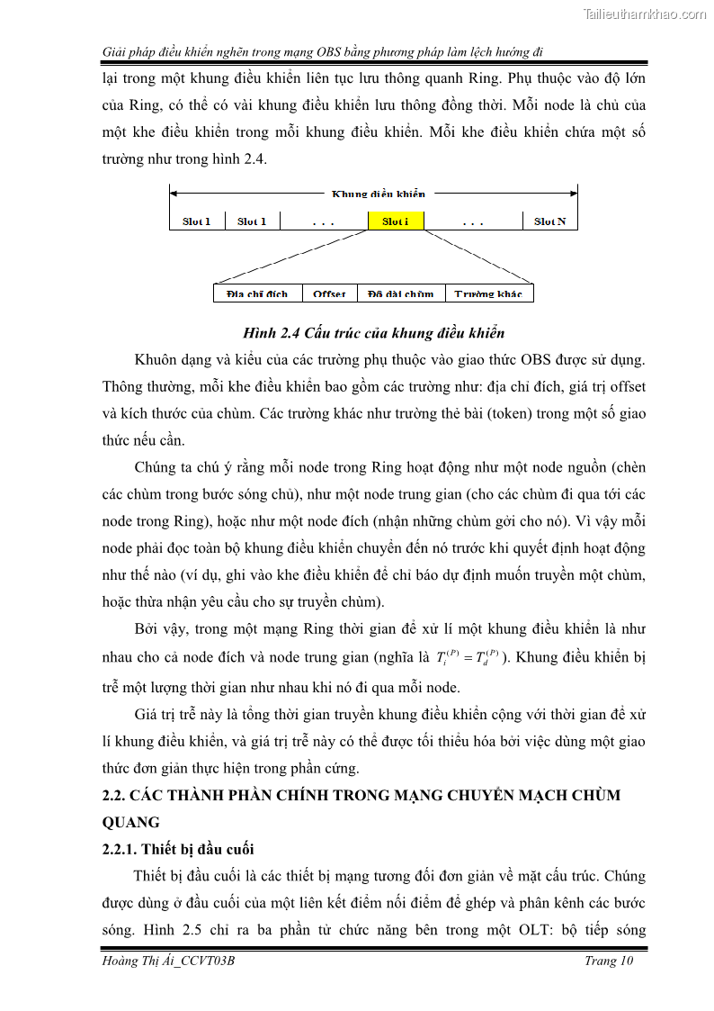 Đồ án tốt nghiệp Giải pháp điều khiển nghẽn trong mạng OBS bằng phương pháp làm lệch hướng đi - 2 Trang 20