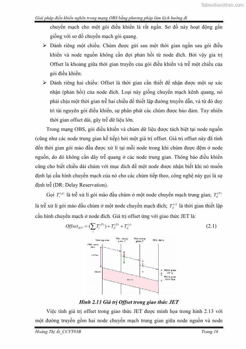 Đồ án tốt nghiệp Giải pháp điều khiển nghẽn trong mạng OBS bằng phương pháp làm lệch hướng đi - 3 Trang 28
