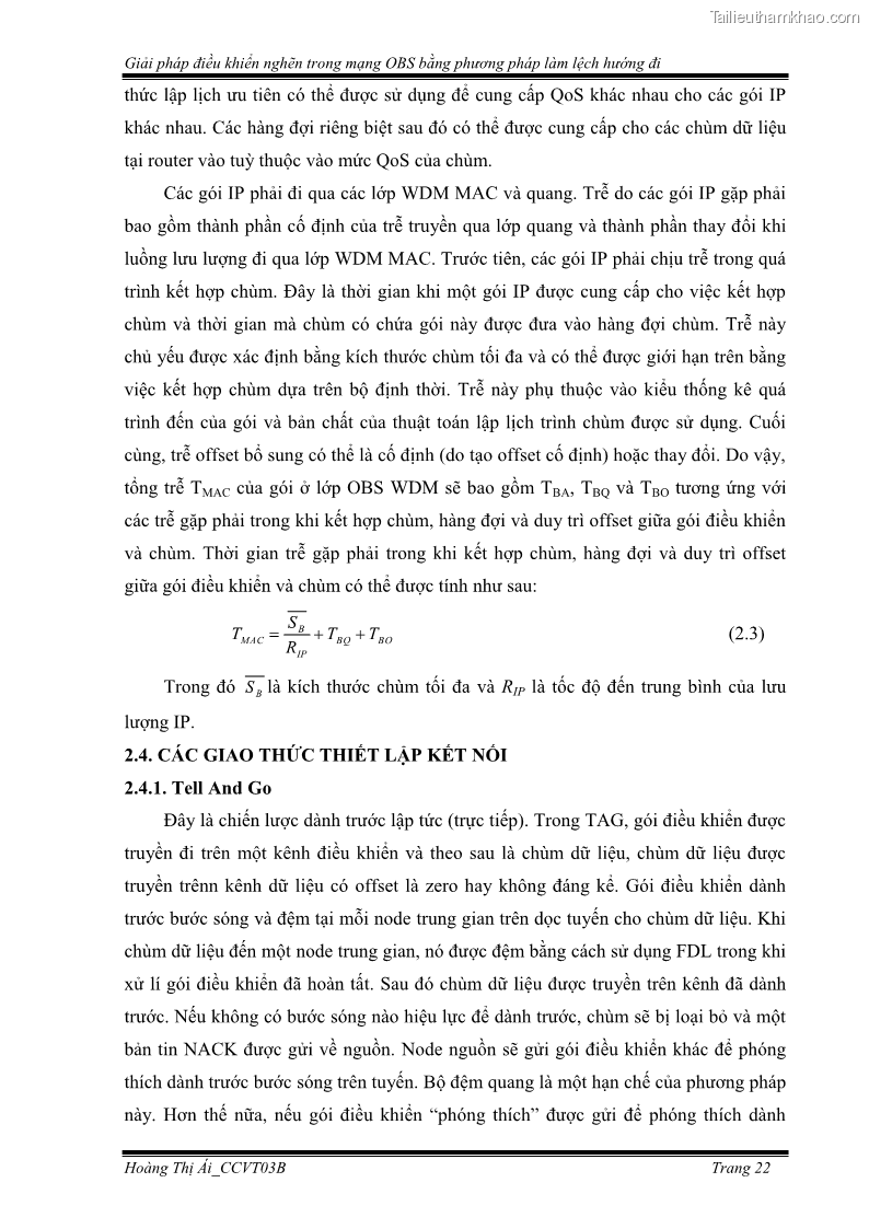Đồ án tốt nghiệp Giải pháp điều khiển nghẽn trong mạng OBS bằng phương pháp làm lệch hướng đi - 3 Trang 32