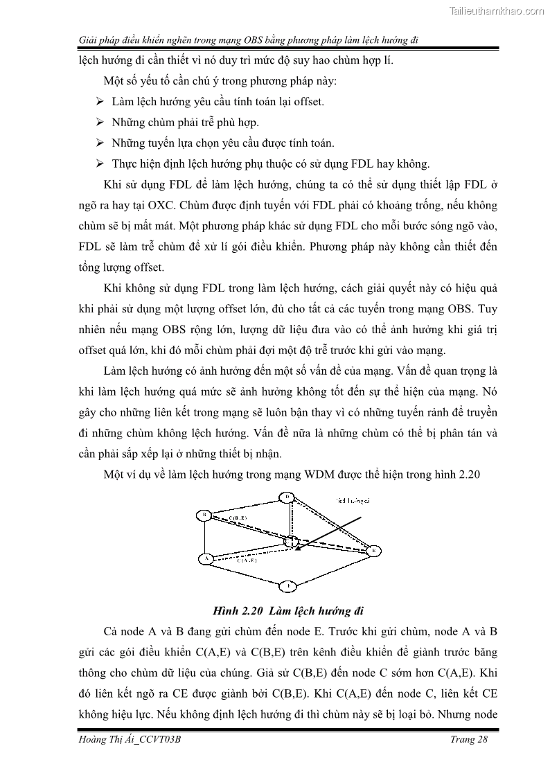 Đồ án tốt nghiệp Giải pháp điều khiển nghẽn trong mạng OBS bằng phương pháp làm lệch hướng đi - 4 Trang 38