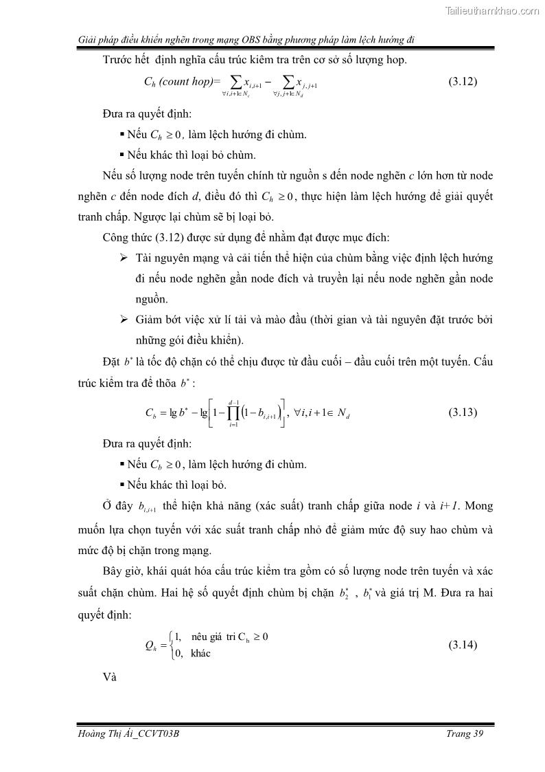 Đồ án tốt nghiệp Giải pháp điều khiển nghẽn trong mạng OBS bằng phương pháp làm lệch hướng đi - 5 Trang 49