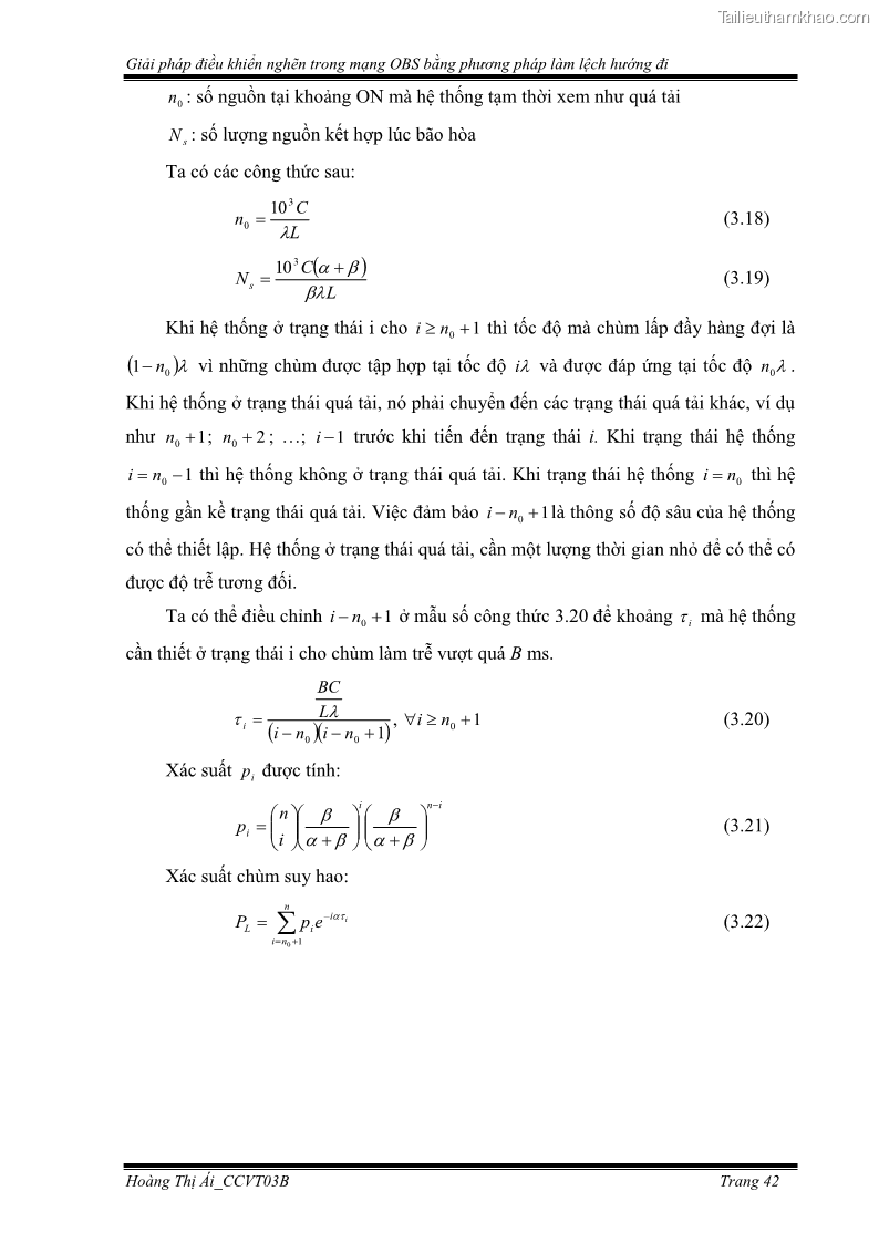 Đồ án tốt nghiệp Giải pháp điều khiển nghẽn trong mạng OBS bằng phương pháp làm lệch hướng đi - 5 Trang 52
