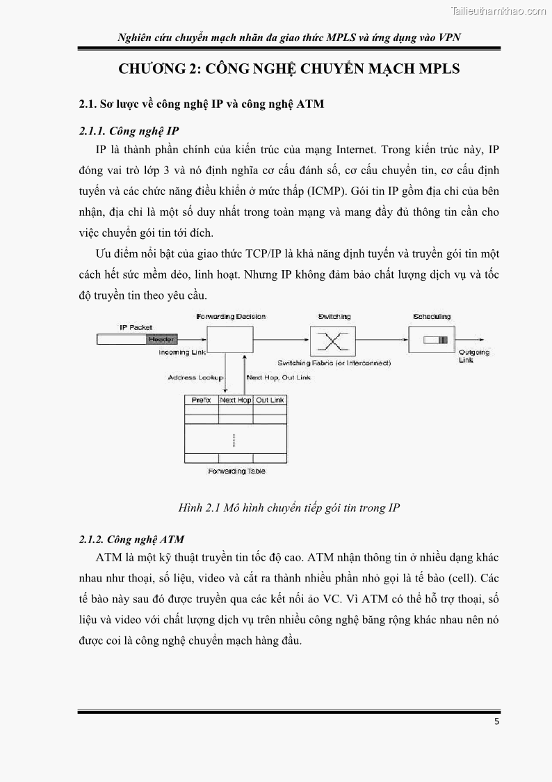 Đồ án tốt nghiệp Nghiên cứu chuyển mạch nhãn đa giao thức MPLS và ứng dụng vào VPN - 1 Trang 10