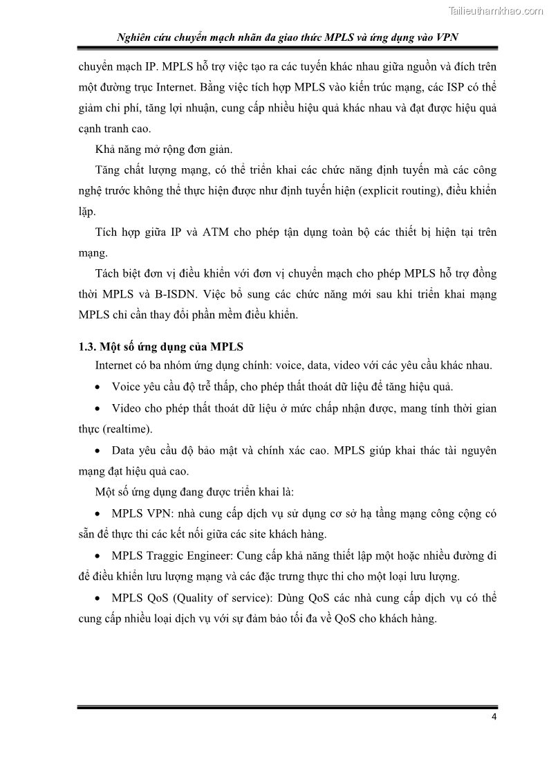 Đồ án tốt nghiệp Nghiên cứu chuyển mạch nhãn đa giao thức MPLS và ứng dụng vào VPN - 1 Trang 9