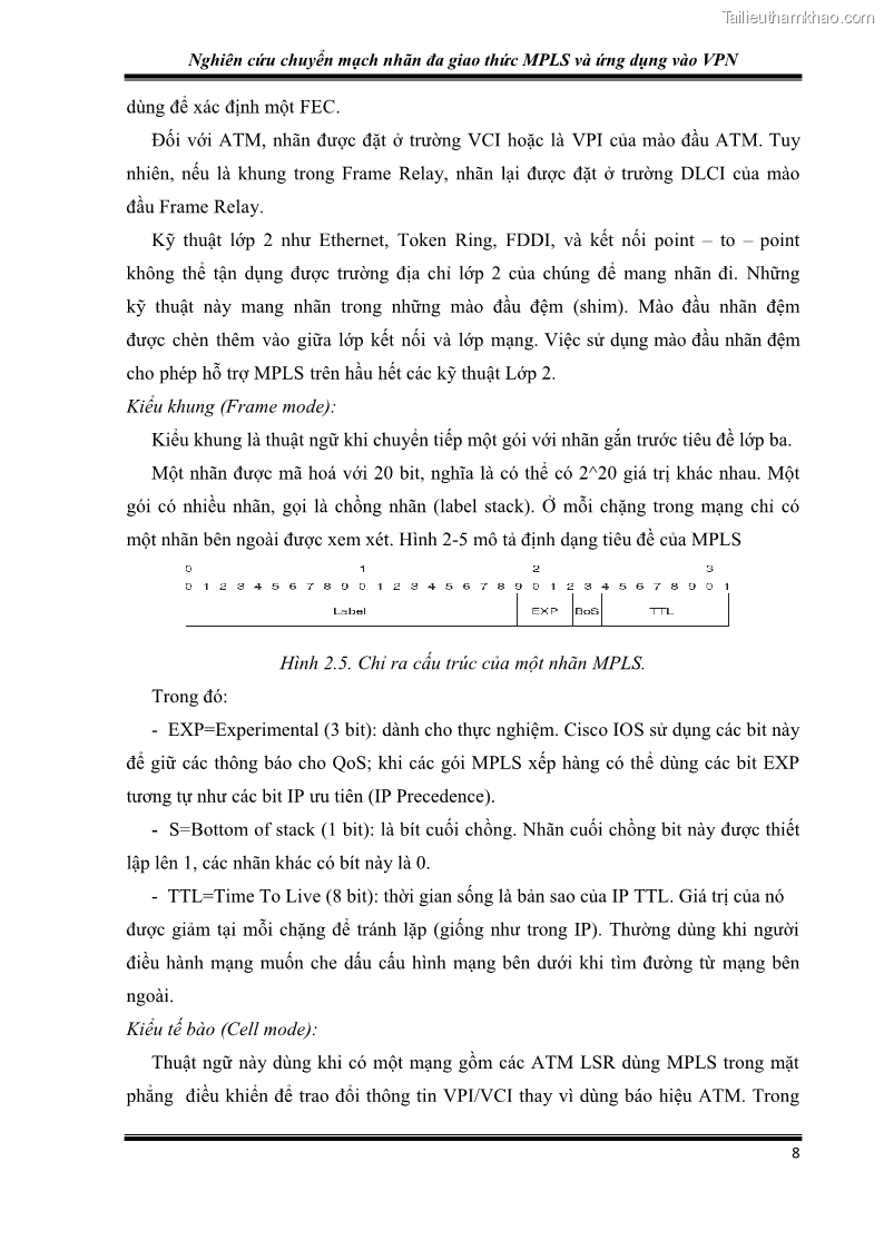 Đồ án tốt nghiệp Nghiên cứu chuyển mạch nhãn đa giao thức MPLS và ứng dụng vào VPN - 2 Trang 13