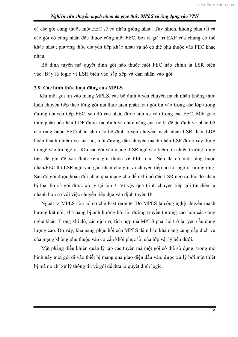 Đồ án tốt nghiệp Nghiên cứu chuyển mạch nhãn đa giao thức MPLS và ứng dụng vào VPN - 2 Trang 24