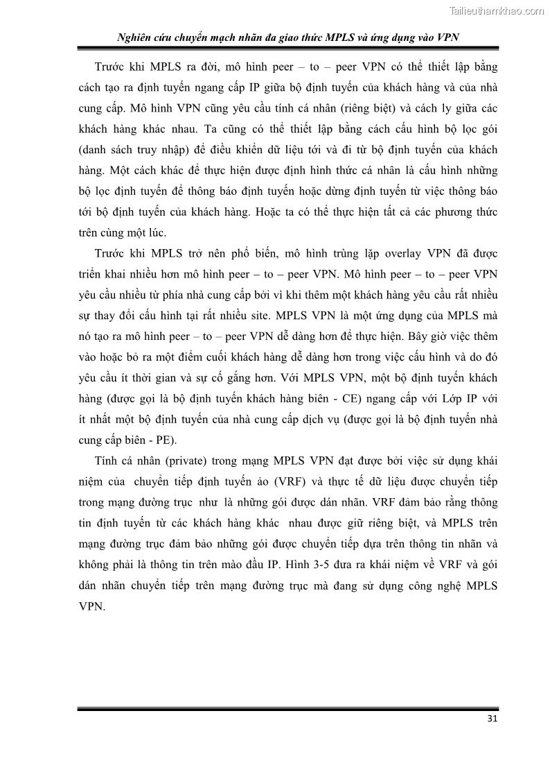 Đồ án tốt nghiệp Nghiên cứu chuyển mạch nhãn đa giao thức MPLS và ứng dụng vào VPN - 3 Trang 36