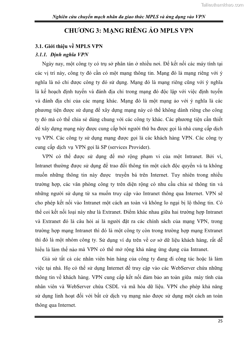 Đồ án tốt nghiệp Nghiên cứu chuyển mạch nhãn đa giao thức MPLS và ứng dụng vào VPN - 3 Trang 30