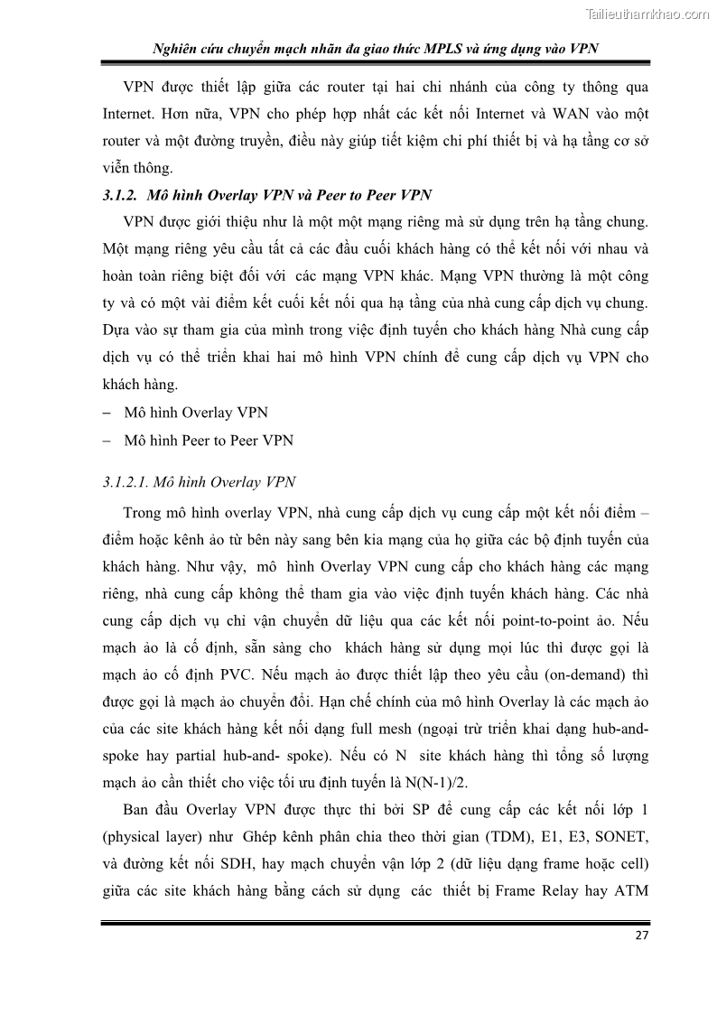 Đồ án tốt nghiệp Nghiên cứu chuyển mạch nhãn đa giao thức MPLS và ứng dụng vào VPN - 3 Trang 32