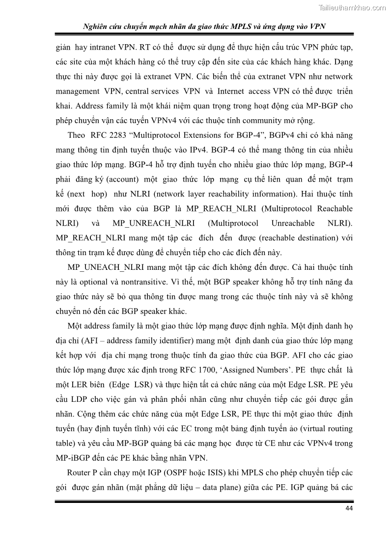 Đồ án tốt nghiệp Nghiên cứu chuyển mạch nhãn đa giao thức MPLS và ứng dụng vào VPN - 5 Trang 49