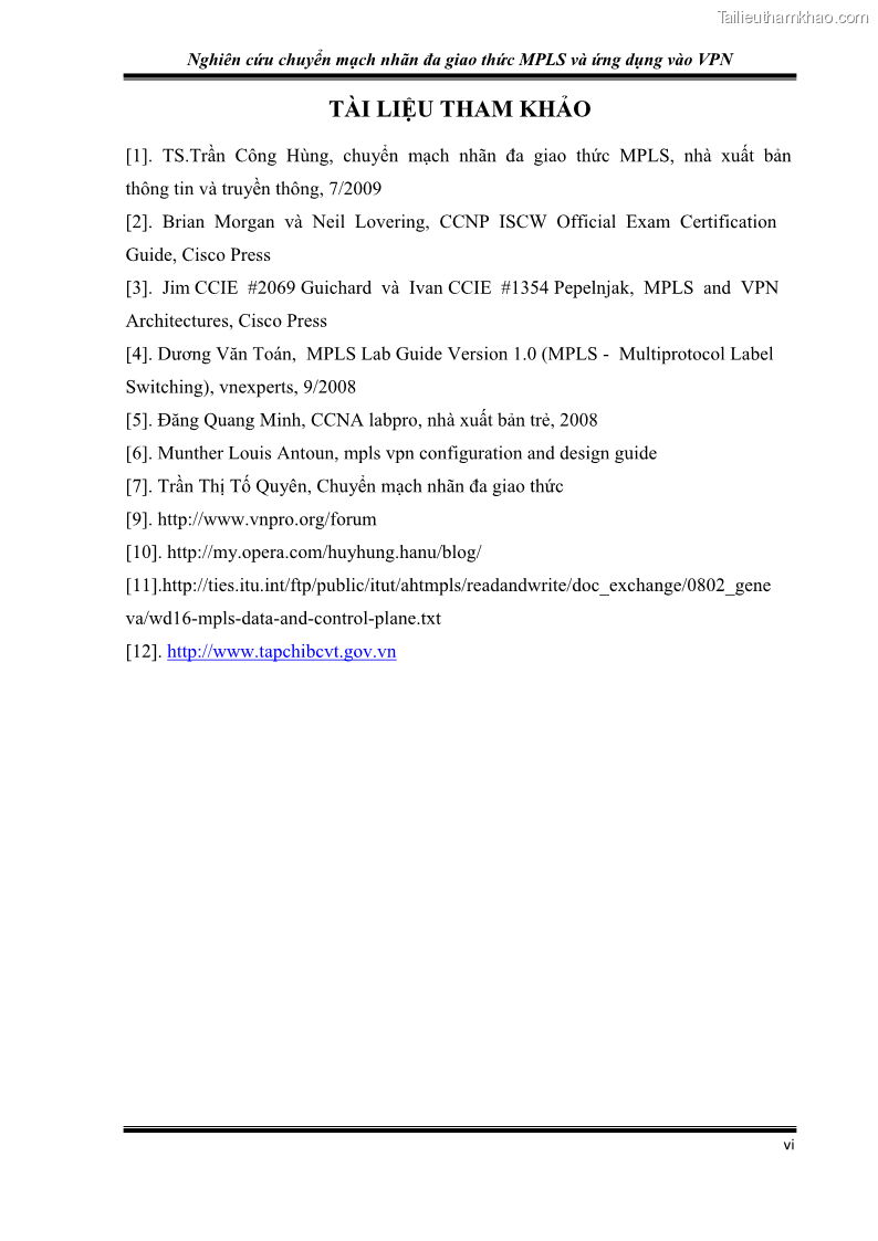 Đồ án tốt nghiệp Nghiên cứu chuyển mạch nhãn đa giao thức MPLS và ứng dụng vào VPN - 5 Trang 58