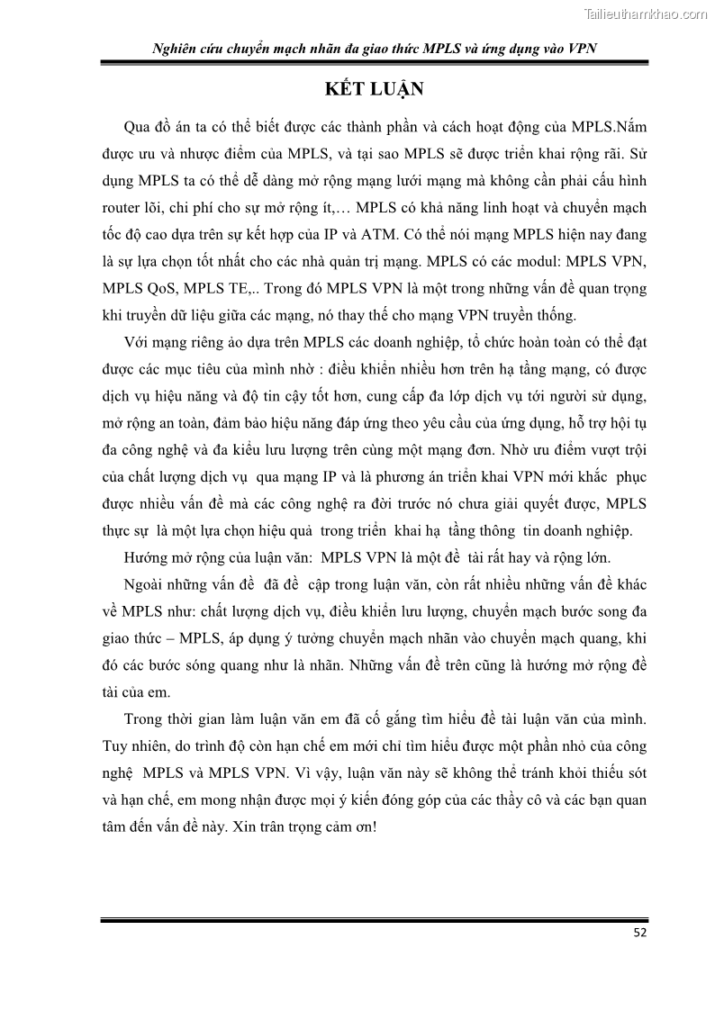 Đồ án tốt nghiệp Nghiên cứu chuyển mạch nhãn đa giao thức MPLS và ứng dụng vào VPN - 5 Trang 57