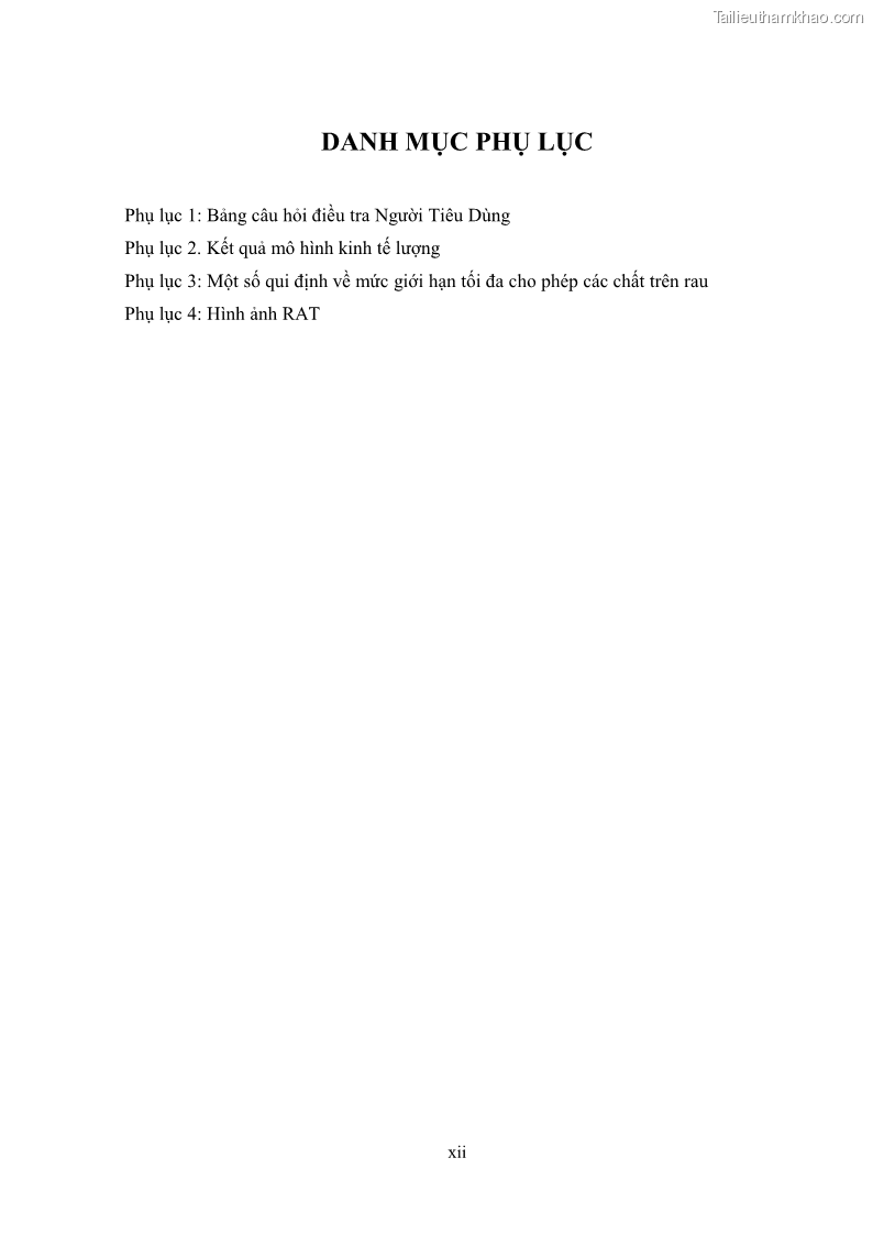 Khóa luận tốt nghiệp kinh tế nông lâm Các nhân tố ảnh hưởng đến việc lựa chọn rau an toàn của người tiêu dùng - 1 Trang 12