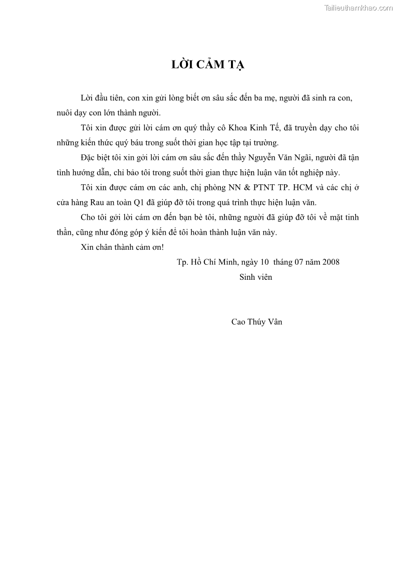 Khóa luận tốt nghiệp kinh tế nông lâm Các nhân tố ảnh hưởng đến việc lựa chọn rau an toàn của người tiêu dùng - 1 Trang 3