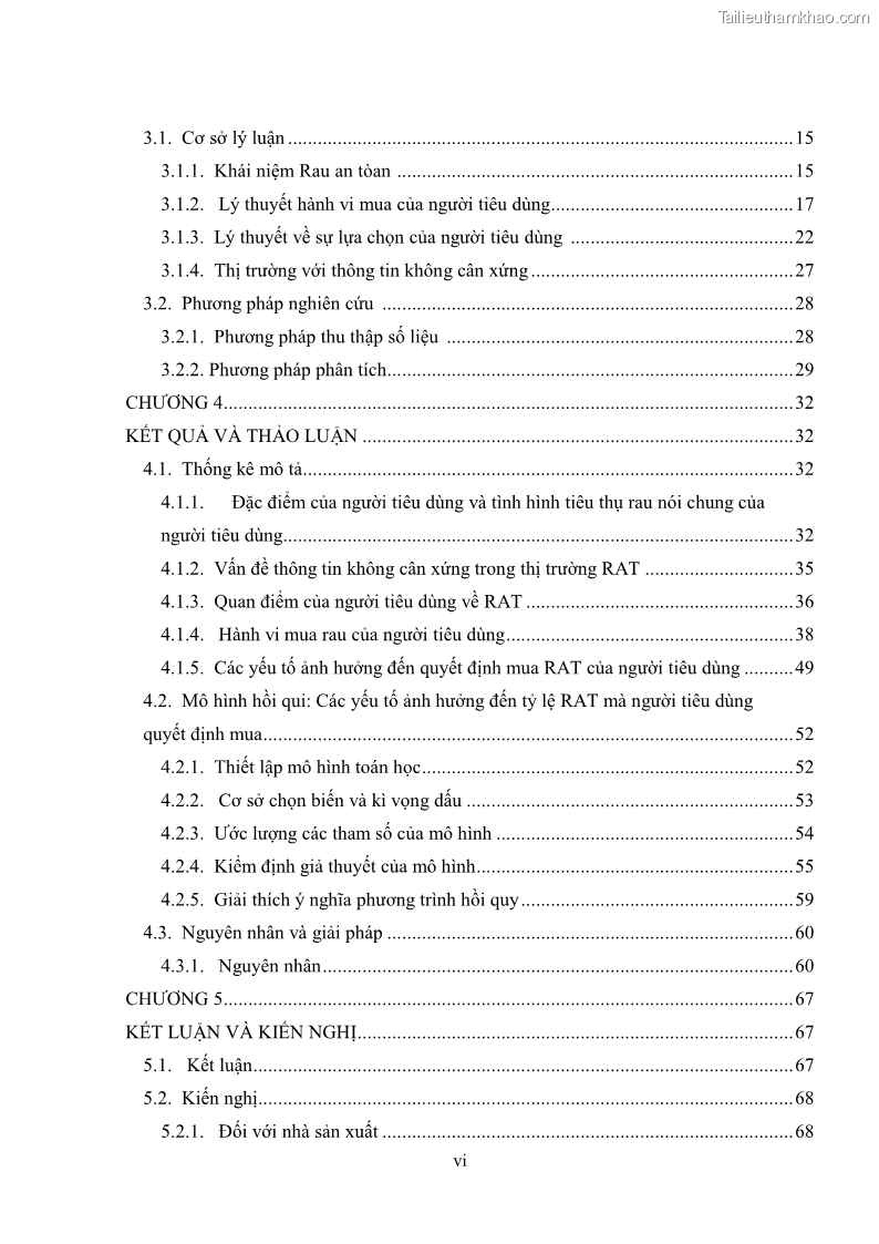 Khóa luận tốt nghiệp kinh tế nông lâm Các nhân tố ảnh hưởng đến việc lựa chọn rau an toàn của người tiêu dùng - 1 Trang 6