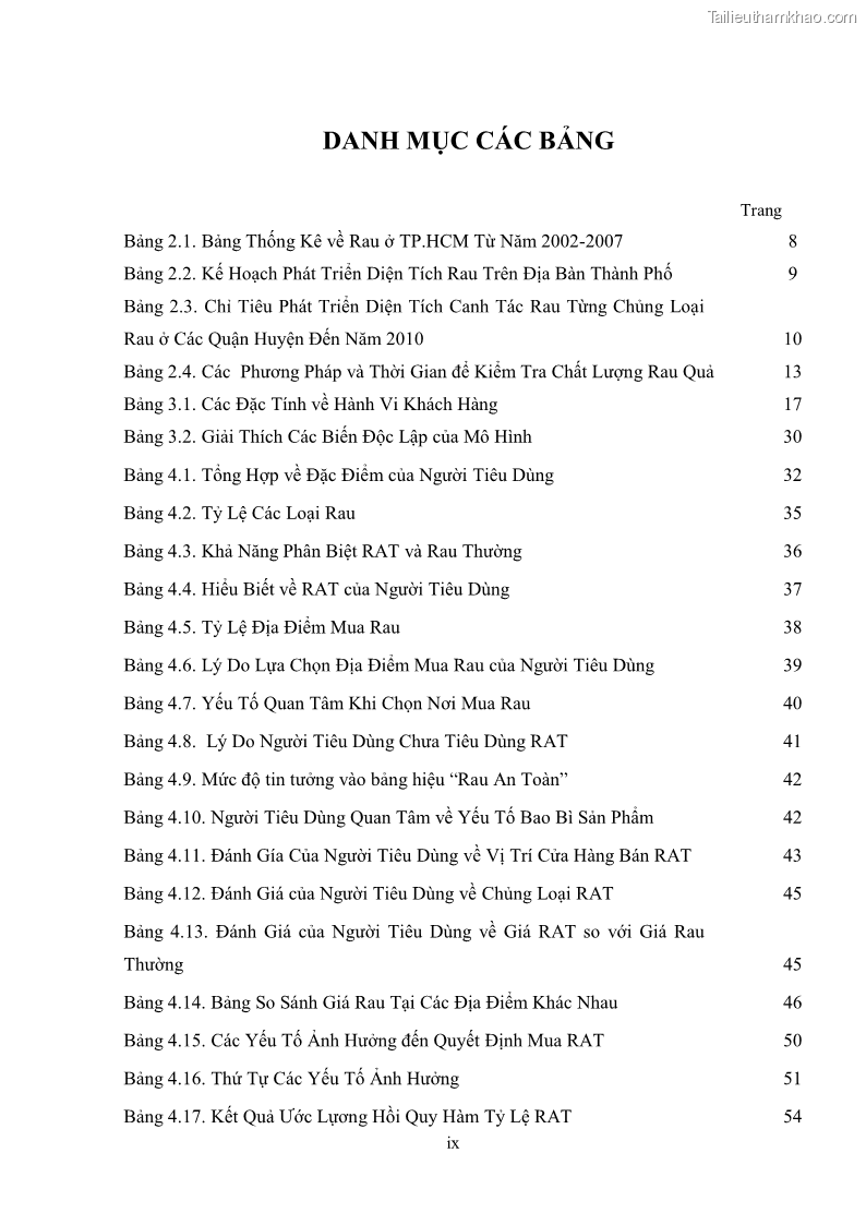 Khóa luận tốt nghiệp kinh tế nông lâm Các nhân tố ảnh hưởng đến việc lựa chọn rau an toàn của người tiêu dùng - 1 Trang 9