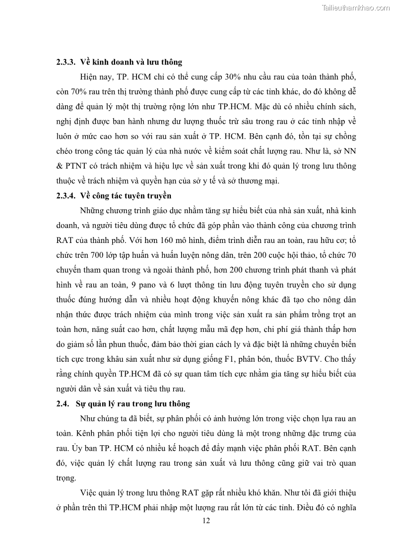 Khóa luận tốt nghiệp kinh tế nông lâm Các nhân tố ảnh hưởng đến việc lựa chọn rau an toàn của người tiêu dùng - 2 Trang 24