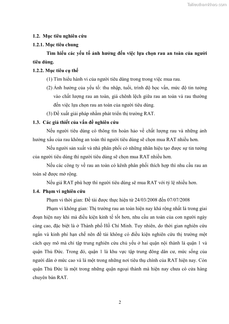 Khóa luận tốt nghiệp kinh tế nông lâm Các nhân tố ảnh hưởng đến việc lựa chọn rau an toàn của người tiêu dùng - 2 Trang 14