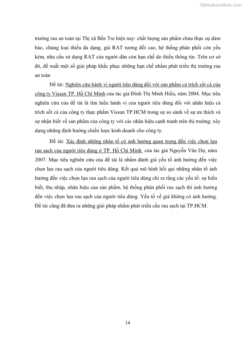 Khóa luận tốt nghiệp kinh tế nông lâm Các nhân tố ảnh hưởng đến việc lựa chọn rau an toàn của người tiêu dùng - 3 Trang 26