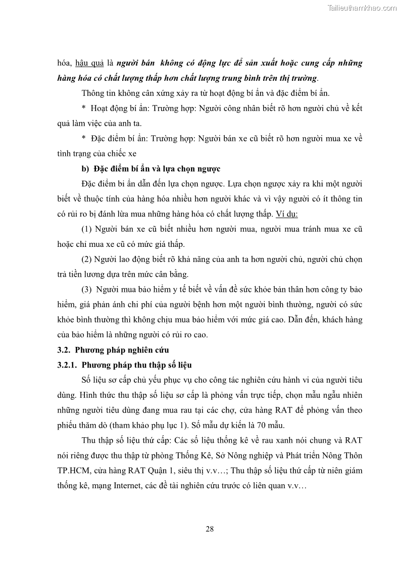 Khóa luận tốt nghiệp kinh tế nông lâm Các nhân tố ảnh hưởng đến việc lựa chọn rau an toàn của người tiêu dùng - 4 Trang 40