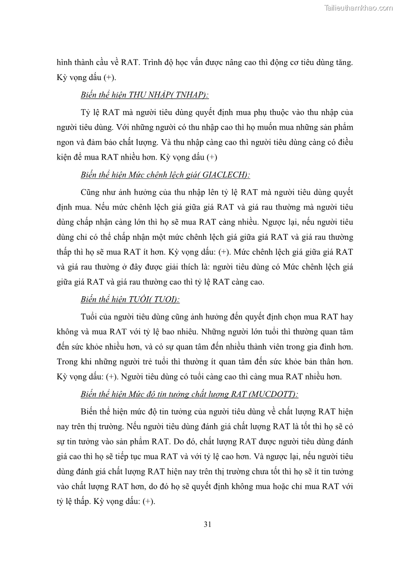 Khóa luận tốt nghiệp kinh tế nông lâm Các nhân tố ảnh hưởng đến việc lựa chọn rau an toàn của người tiêu dùng - 4 Trang 43