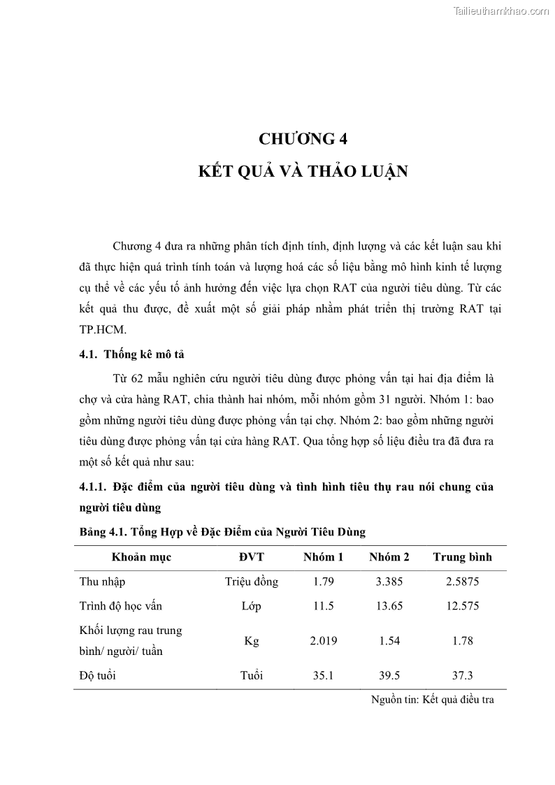 Khóa luận tốt nghiệp kinh tế nông lâm Các nhân tố ảnh hưởng đến việc lựa chọn rau an toàn của người tiêu dùng - 4 Trang 44