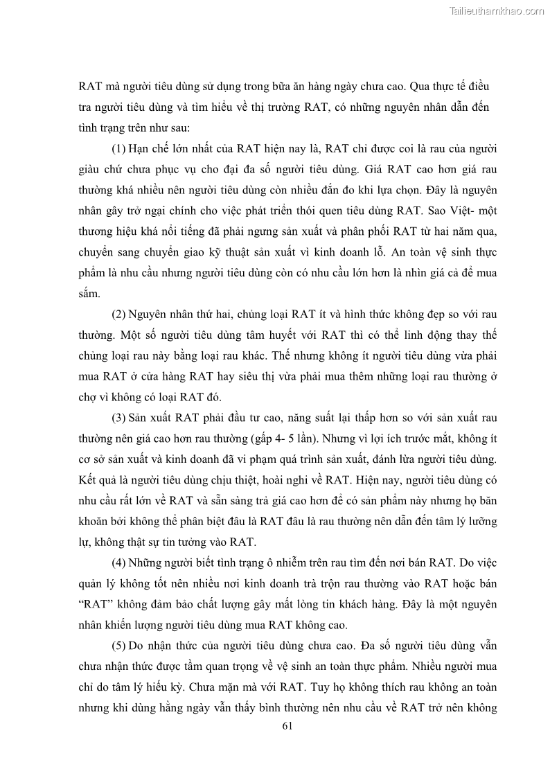 Khóa luận tốt nghiệp kinh tế nông lâm Các nhân tố ảnh hưởng đến việc lựa chọn rau an toàn của người tiêu dùng - 7 Trang 73