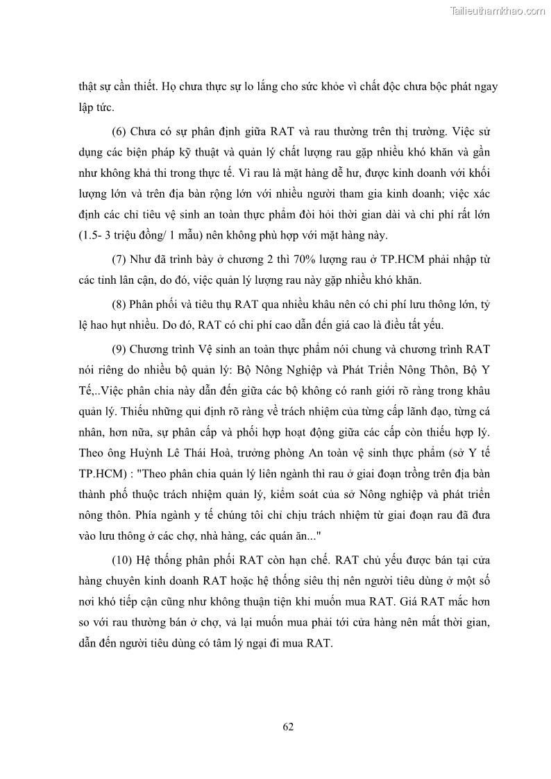 Khóa luận tốt nghiệp kinh tế nông lâm Các nhân tố ảnh hưởng đến việc lựa chọn rau an toàn của người tiêu dùng - 7 Trang 74
