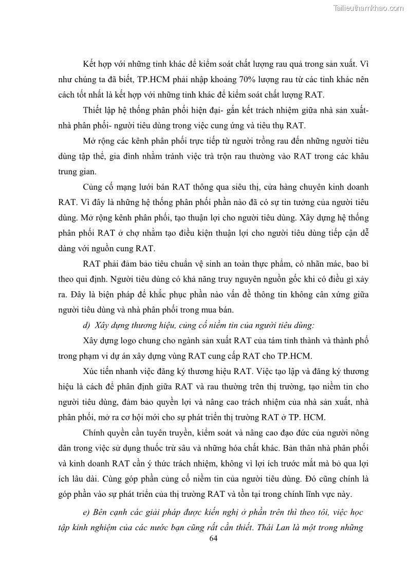 Khóa luận tốt nghiệp kinh tế nông lâm Các nhân tố ảnh hưởng đến việc lựa chọn rau an toàn của người tiêu dùng - 7 Trang 76