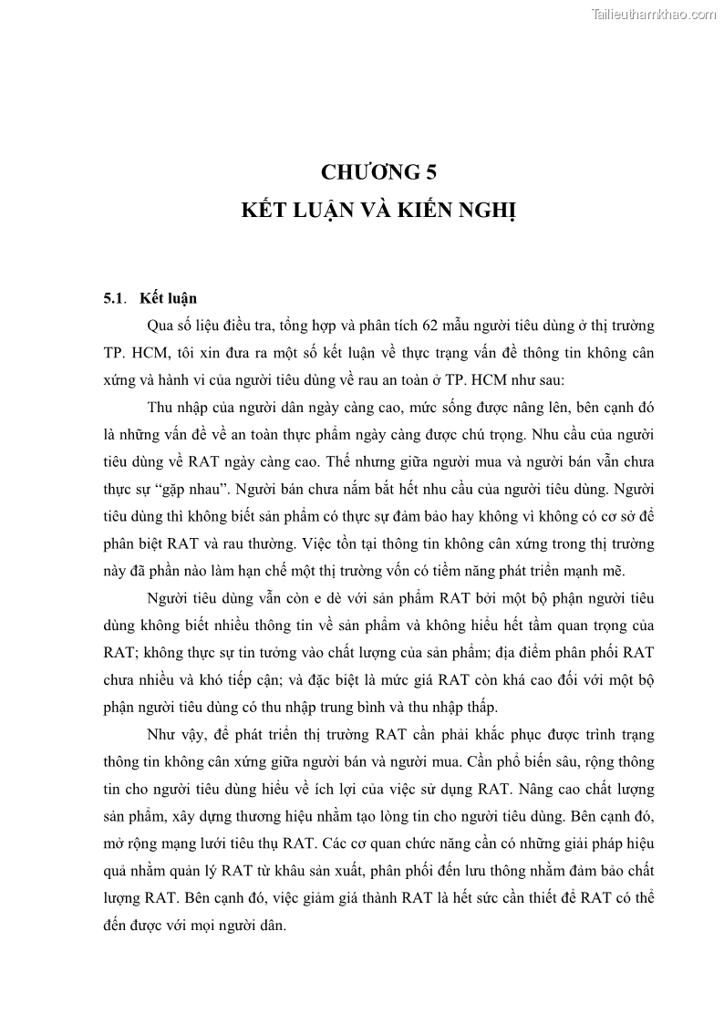 Khóa luận tốt nghiệp kinh tế nông lâm Các nhân tố ảnh hưởng đến việc lựa chọn rau an toàn của người tiêu dùng - 7 Trang 79