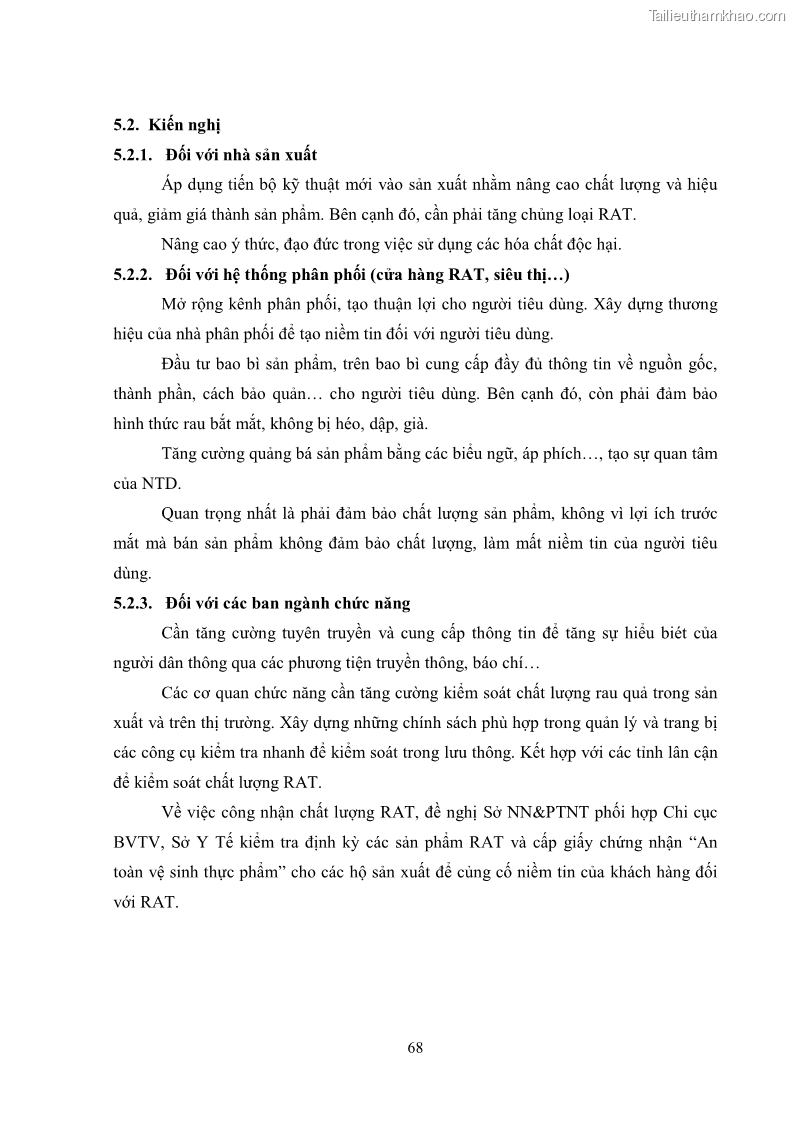 Khóa luận tốt nghiệp kinh tế nông lâm Các nhân tố ảnh hưởng đến việc lựa chọn rau an toàn của người tiêu dùng - 7 Trang 80