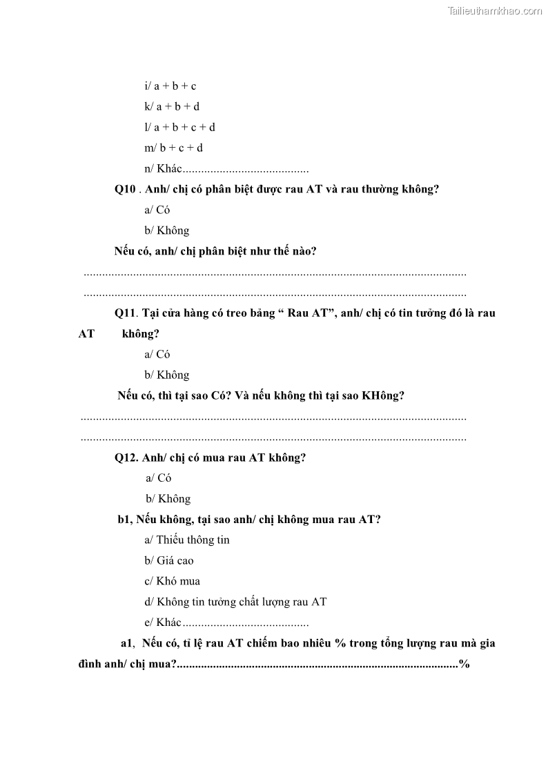 Khóa luận tốt nghiệp kinh tế nông lâm Các nhân tố ảnh hưởng đến việc lựa chọn rau an toàn của người tiêu dùng - 8 Trang 86