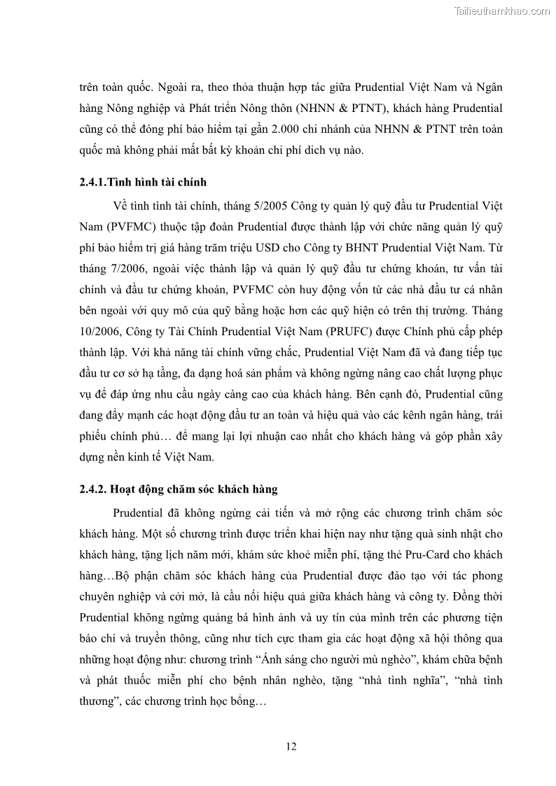 Khóa luận tốt nghiệp kinh tế nông lâm Giải pháp chăm sóc khách hàng trên địa bàn quận Thủ Đức đối với Công ty Bảo hiểm Nhân thọ Prudential - 2 Trang 23