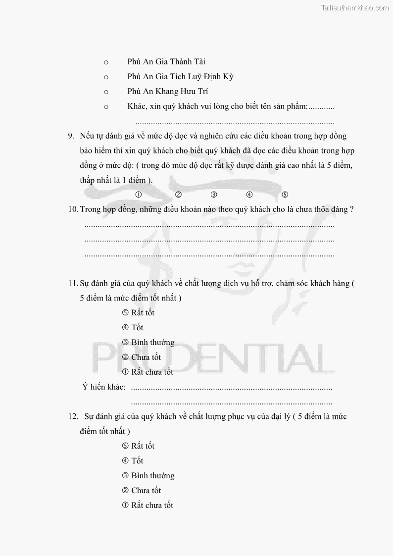 Khóa luận tốt nghiệp kinh tế nông lâm Giải pháp chăm sóc khách hàng trên địa bàn quận Thủ Đức đối với Công ty Bảo hiểm Nhân thọ Prudential - 6 Trang 70