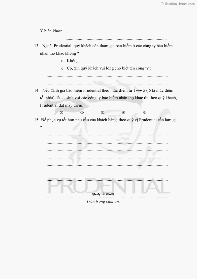 Khóa luận tốt nghiệp kinh tế nông lâm Giải pháp chăm sóc khách hàng trên địa bàn quận Thủ Đức đối với Công ty Bảo hiểm Nhân thọ Prudential - 6 Trang 71