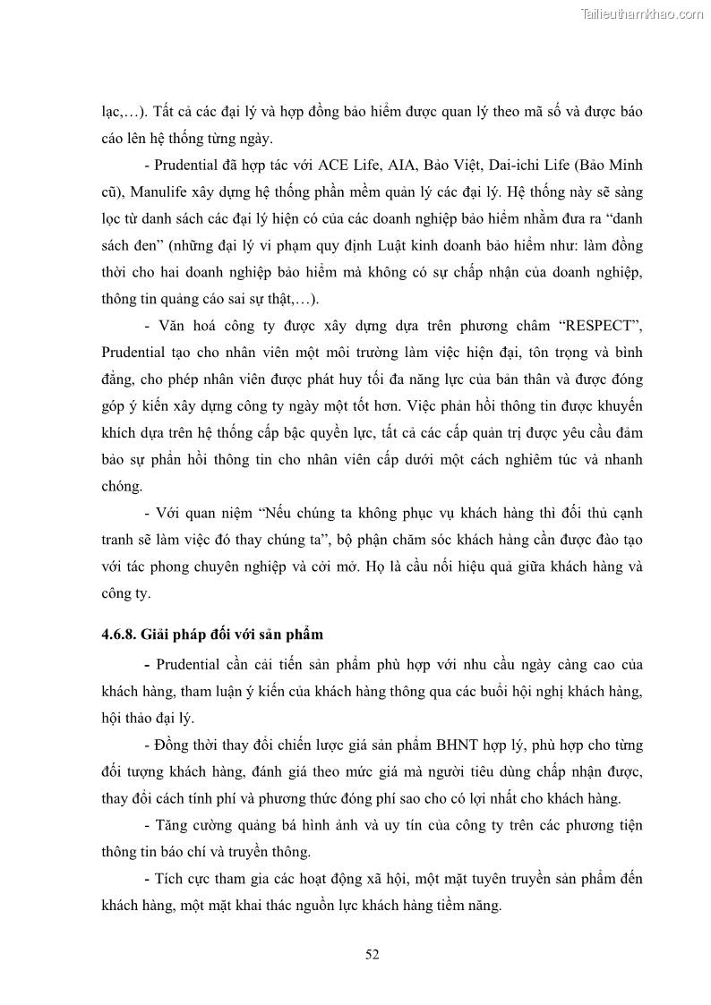 Khóa luận tốt nghiệp kinh tế nông lâm Giải pháp chăm sóc khách hàng trên địa bàn quận Thủ Đức đối với Công ty Bảo hiểm Nhân thọ Prudential - 6 Trang 63