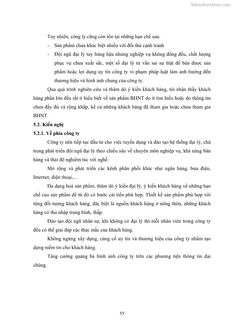 Khóa luận tốt nghiệp kinh tế nông lâm Giải pháp chăm sóc khách hàng trên địa bàn quận Thủ Đức đối với Công ty Bảo hiểm Nhân thọ Prudential - 6 Trang 65