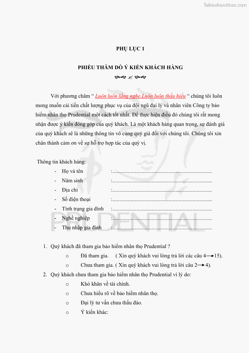 Khóa luận tốt nghiệp kinh tế nông lâm Giải pháp chăm sóc khách hàng trên địa bàn quận Thủ Đức đối với Công ty Bảo hiểm Nhân thọ Prudential - 6 Trang 68