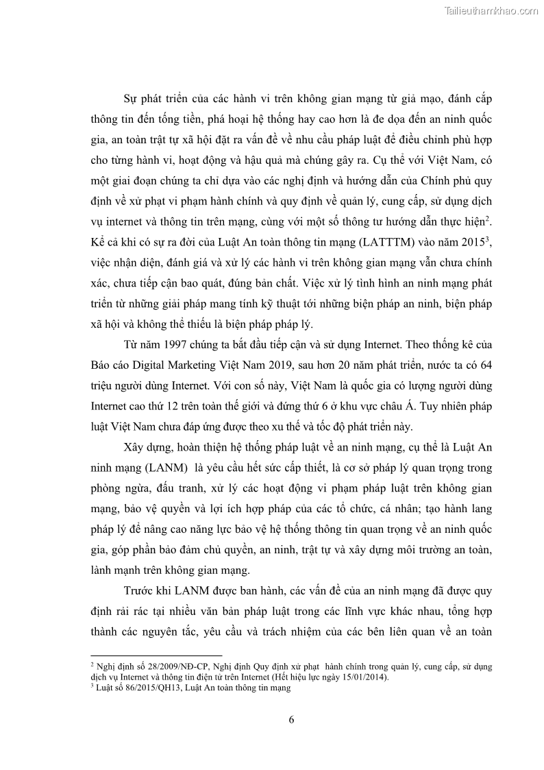 Khóa luận tốt nghiệp luật học Hoàn thiện pháp luật về an ninh mạng - 1 Trang 10