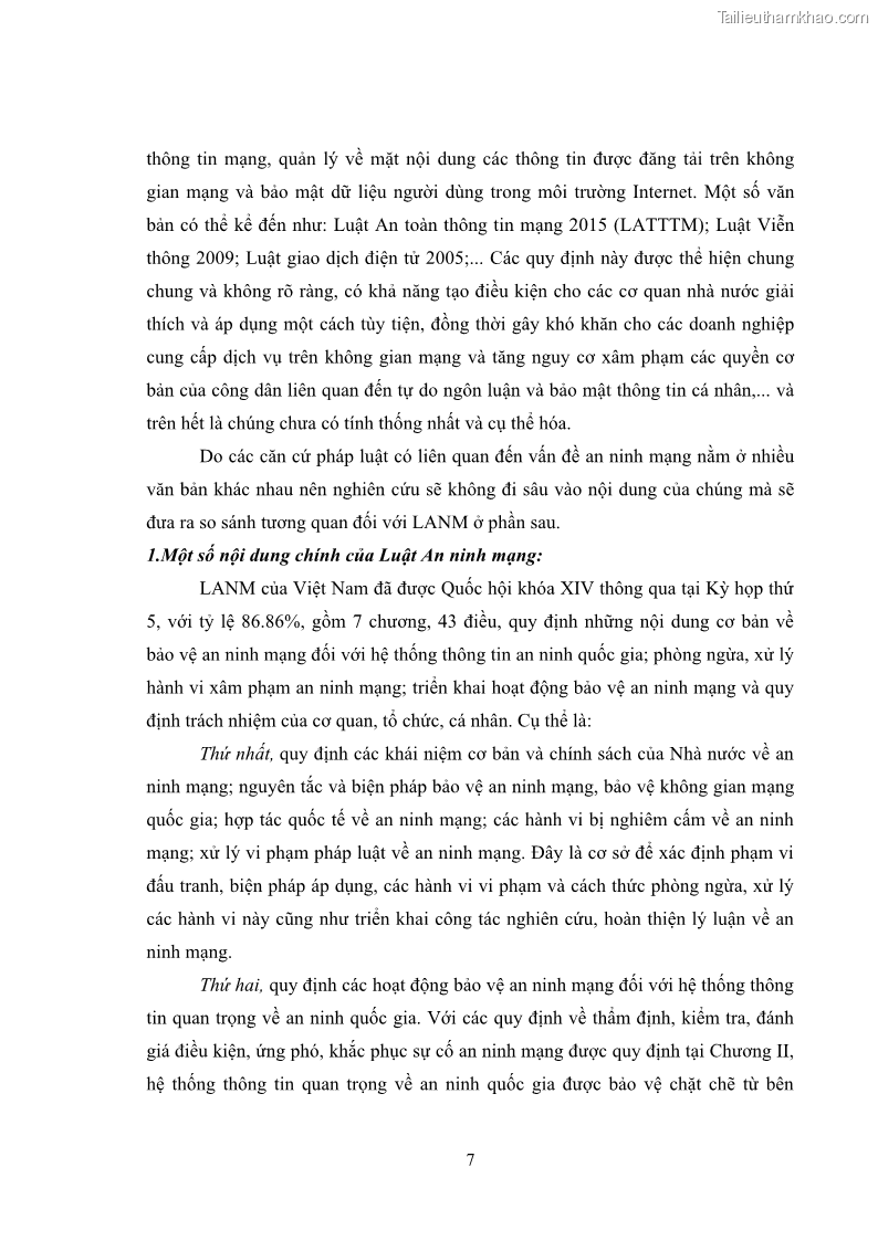 Khóa luận tốt nghiệp luật học Hoàn thiện pháp luật về an ninh mạng - 1 Trang 11