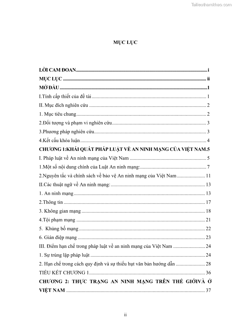 Khóa luận tốt nghiệp luật học Hoàn thiện pháp luật về an ninh mạng - 1 Trang 3