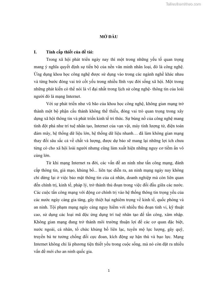 Khóa luận tốt nghiệp luật học Hoàn thiện pháp luật về an ninh mạng - 1 Trang 5