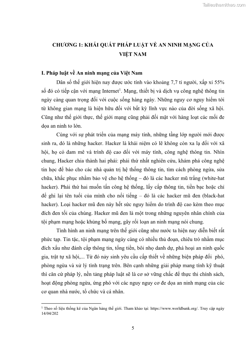 Khóa luận tốt nghiệp luật học Hoàn thiện pháp luật về an ninh mạng - 1 Trang 9