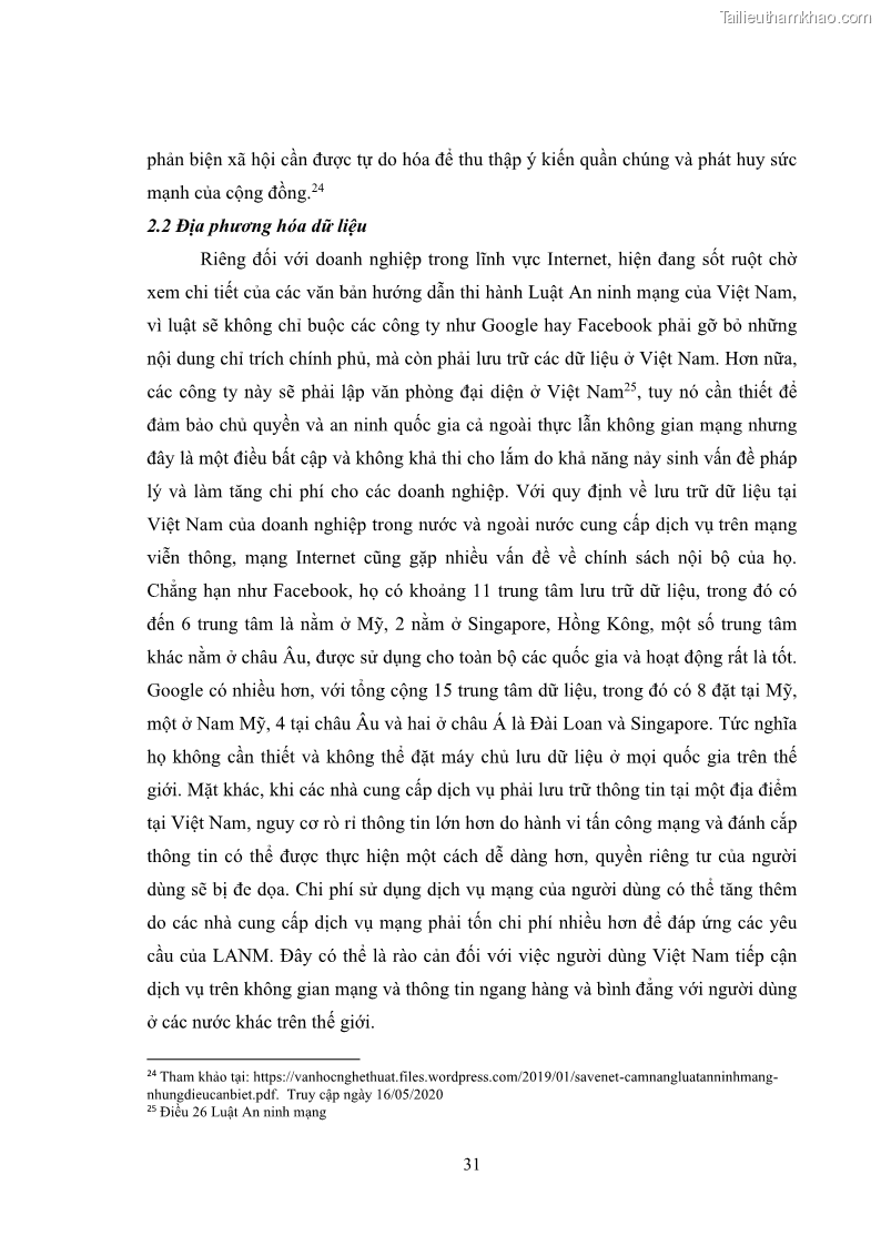 Khóa luận tốt nghiệp luật học Hoàn thiện pháp luật về an ninh mạng - 3 Trang 35